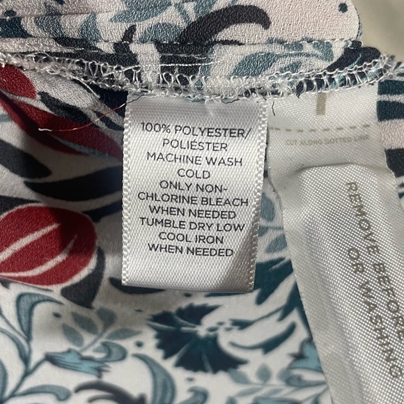 LOFT Sheer Floral Tie Neck High Collard Long Sleeve Blouse Size M - Picture 6 of 7